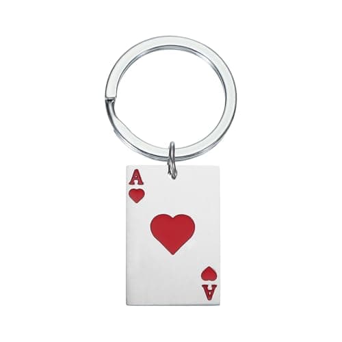 Image of PATIKIL Ace of Spades Keychain, Stainless Steel Lucky Poker Keychain Pendant Cute Ace of Spades Pendant Keyring Purse Bag Accessories Car Ring Pendant for Handbag Keys, Red