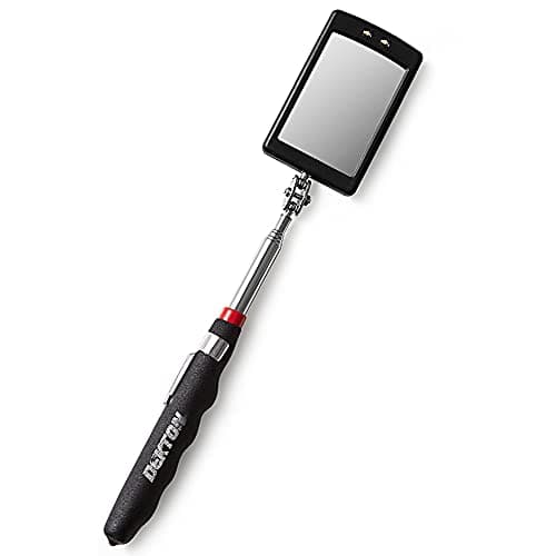 Image of Dekton 2.5" Inspection Mirror, With Ultra Powerful 2 LED Lights, Ergonomic Anti-Slip Handle, Telescopic Extension up to 880mm, and 360 Degrees Full Rotation for Enhanced Visibility and Precision