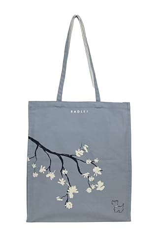 Image of RADLEY London Womens In Bloom Medium Open Top Canvas Tote Shopper Bag in Smoke Blue