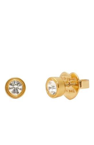 Image of Kate Spade New York SET IN STONE Small Studs, Clear/Gold