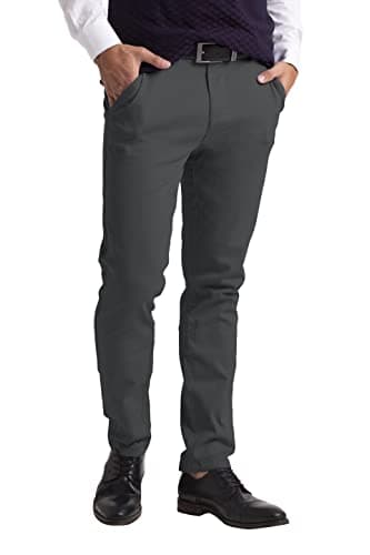 Image of westAce Men's Chino Trousers Slim Fit Stretch Classic Wrinkle-Resistant Flat-Front Lightweight Twill Essential Casual Chino Trouser (Available in Big and Tall) (34W / 30L, Charcoal)