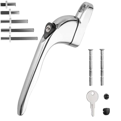 Image of WODSTA UPVC Window Handle Chrome 1PCS Lockable Window Handle Zinc Window Handles for UPVC Windows with Key |Sleek Chrome Finish| |Multi Spindles|