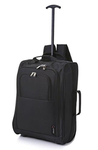 Image of 5 Cities 21"/55cm Backpack Trolley Bag Carry On Lightweight Travel Cabin Approved with Shoulder Straps Wheels Suit Case Hand Luggage with 2 Year Warranty