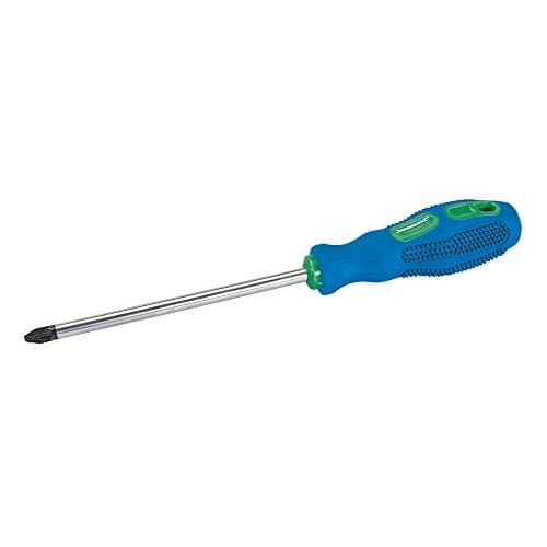Image of PZ2 x 100mm Pozidriv Screwdriver – Colour Coded Soft Grip Stubby Handle – Strong Pozi/Pozzi Driver | General Purpose Hardened Tempered Steel & Magnetic Pozzy Tip
