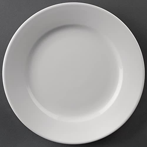 Image of Olympia CC206 Athena Hotelware Wide Rimmed Plate - 165mm 6 1/2" (Box 12), White