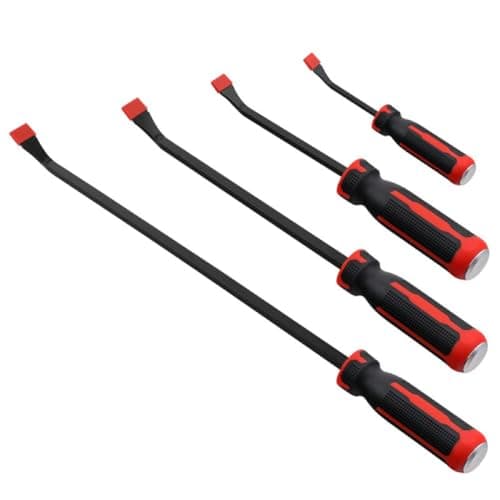 Image of EaseSunny Heavy Duty Pry Bar Set, Crowbar Set, Striking Bar, Chrome Vanadium Steel, Thicker Strike Cap Handle, 4-Piece 8-24 Inch, for Disassembly, Automotive and Home Repair