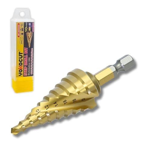 Image of Step Drill Bit 4-22MM, HSS Titanium Step Bit For Metal, Spiral Flute Multiple Hole Drilling Cone Drill Bit, Stepped Up Bits For DIY Lovers