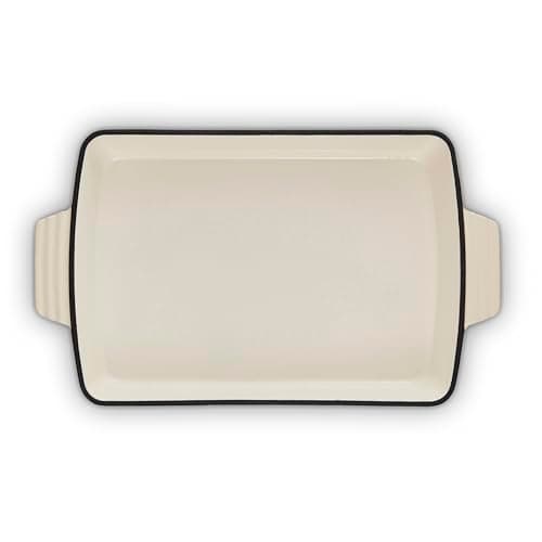 Image of Barbary & Oak BO800258CRM Cast Iron Rectangular Roaster with Durable Enamel Interior, 39cm, Camembert Cream