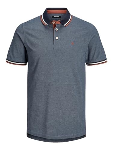 Image of Jack & Jones Men's Jjepaulos Polo Ss Noos Polo Shirt, Denim Blue, S