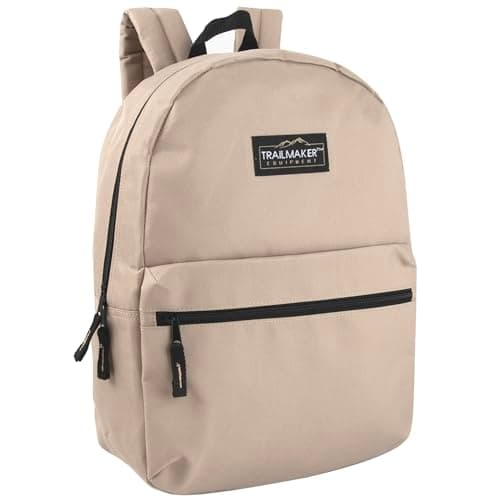Image of Classic Vintage Backpack for Adults and Kids with Adjustable Padded Shoulder Straps | School Bookbags for Girls, Boys (Khaki)