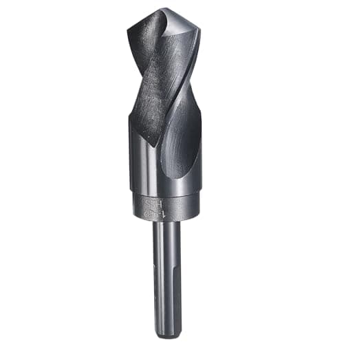 Image of sourcing map 32.5mm (1-9/32") Drill Bit 1/2" Reduced Shank 3-Flat 4241 High Speed Steel Nitriding Black 118° for Soft Materials Wood Plastic Iron Copper Aluminum