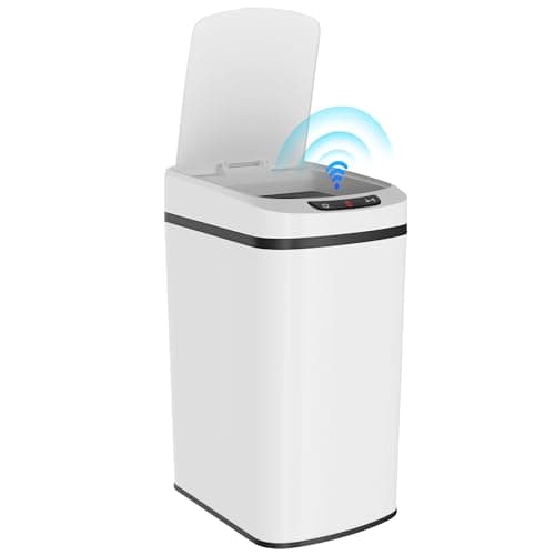 Image of HOMCOM 12L Sensor Bin, Stainless Steel Automatic Touchless Motion Sensor Kitchen Bin, Compact, Fingerprint Resistant for Bathroom, Home Office Use and Hygienic Gyms, White