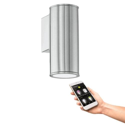 Image of Eglo LED Wall Light Riga, Outdoor Wall Lamp, Stainless Steel Exterior Light, Outdoor Lamp with GU10 Socket, IP44, Height 15 cm