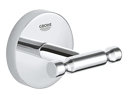 Image of GROHE Start Cosmopolitan QuickFix Robe Hook (Metal, Concealed Fastening, Including Screws and Dowels, Extra Easy to Fit QuickGlue), Size 55 mm, Chrome, 41168000