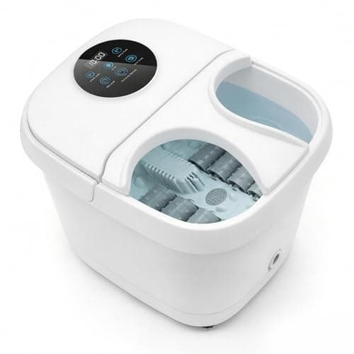 Image of Spector Foot Spa Bath Massager with Heat & Bubbles, Adjustable 37-50°C Foot Spa and Massager with Heater, 8 Large Rollers, Portable Foot Bath with Wheels, LCD Touch Control for Home Relaxation