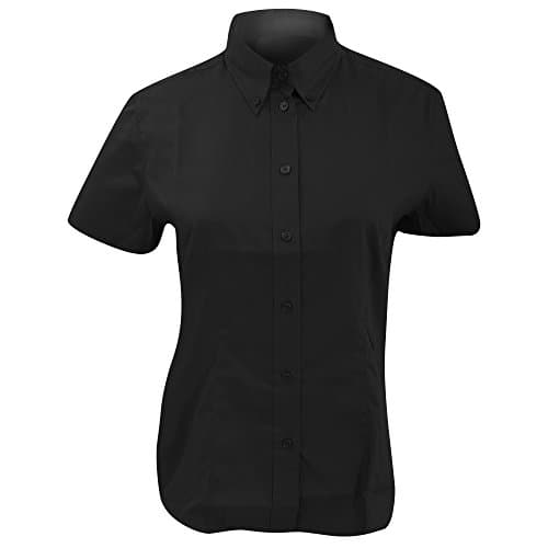 Image of Kustom Kit Ladies Corporate Oxford Short Sleeve Shirt, Black, Size 20