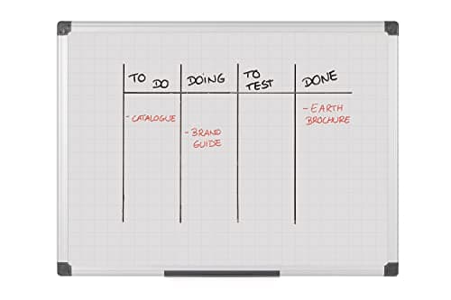 Image of Bi-Office Maya Gridded Magnetic Aluminium Framed Whiteboard 60x45cm