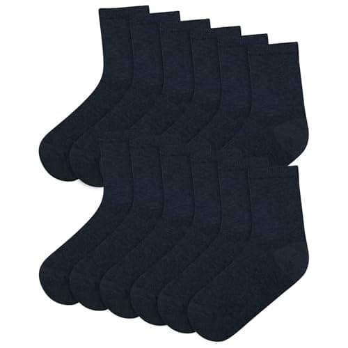 Image of A2Z 4 Kids Boys Girls Children Kids Back to School Cotton Rich Plain Ankle - Socks 970 6 Pack Navy 10-14