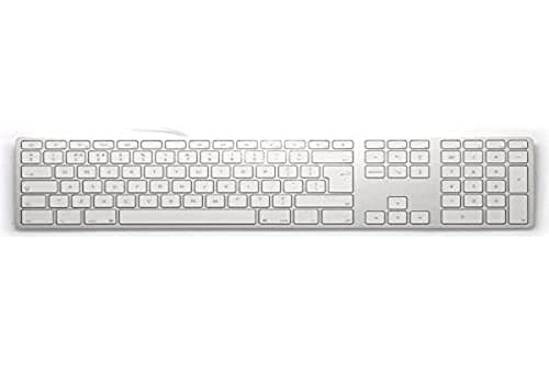 Image of Matias FK318S-UK Aluminium Advanced USB Keyboard for Apple Mac OS | QWERTY | UK Layout | with Responsive Flat Keys and Additional Numeric Keypad | Silver/White
