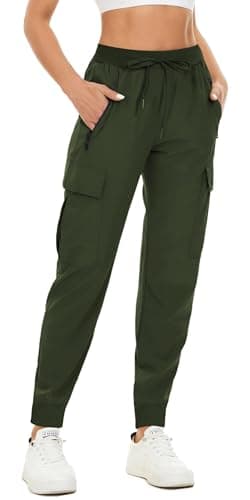 Image of SMENG Cargo Pants Women Quick Dry Ladies Tailored Trousers Climbing Lightweight Walking Trousers Comfys Womens Sports Wear High Waist Trousers Army Green Size XL