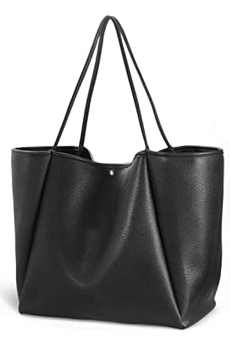 Image of HOXIS Oversize Vegan Leather Tote Women Weekender Bag Shopper Handbag Travel Purse, Black, M
