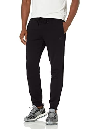 Image of adidas Men's Essentials Fleece 3-Stripes Tapered Cuffed Pants, Black/White, 4XL Tall
