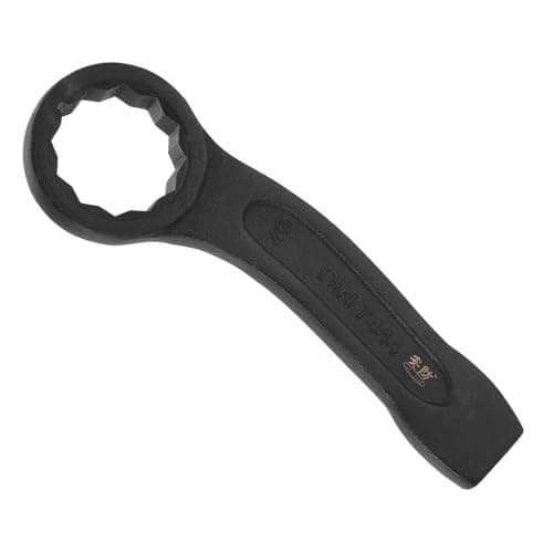 Image of sourcing map Striking Wrench 46mm 45# Steel Spraying 6-Point Flat Strike Wrench Slogging Ring Spanner Bend Handle Box End Striking Tool for Automotive Repair Furniture Assembly, Black