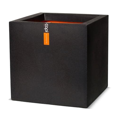 Image of CAPI EUROPE - Planter square Smooth NL - 40x40 - Black - Opening Ø32 - Pot for indoor and outdoor use - Shatterproof - 100% recyclable - KBL903