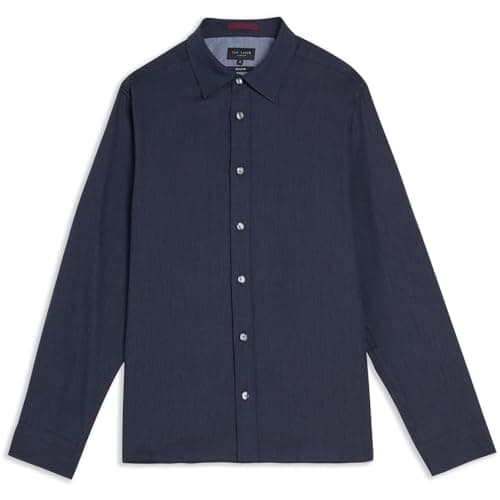 Image of Ted Baker Mens Crotone Long Sleeve Shirt Navy M