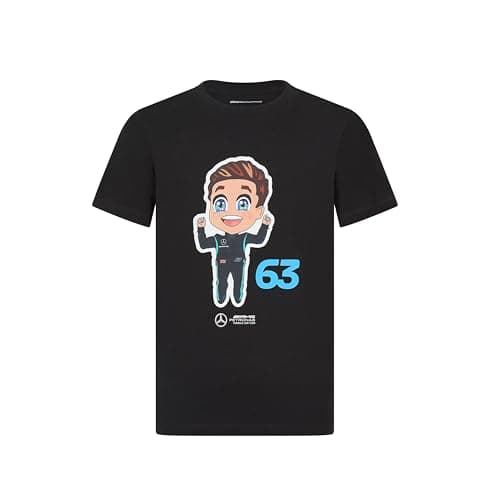 Image of Mercedes AMG Petronas F1 Kids' George Russell Tshirt - Black - Size: 11/12 Years