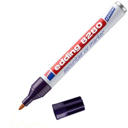 Image of Edding 8280 Securitas Uv Marker - Colourless - 1 Pen - Round Nib 1.5-3 mm - Black Light Marker - for Hidden Markings on Almost Any Material - Security Marker, Invisible Ink Pen, Magic Pen, Geocaching 4-8280100