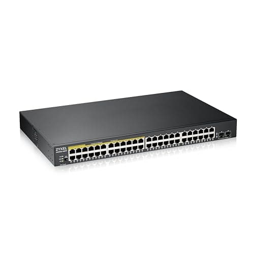 Image of Zyxel 48 Port PoE Switch | Smart Managed | Gigabit Network Ethernet Switch | 24x GbE + 24x PoE+ with 170W Budget + 2x SFP GbE Slots | Rack Mount | Smart Fan for Silent Operation | GS1900-48HPv2