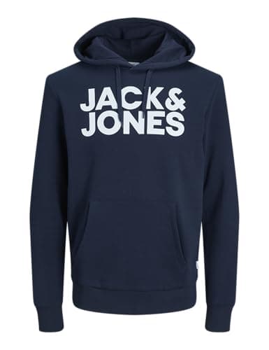 Image of Jack & Jones Men's Corp Logo Classic Hooded Sweatshirt, Basic Sweater, Blazer navy, XS