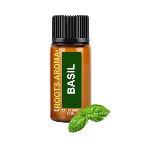 Image of Roots Aroma | Basil Essential Oil - 10ml | 100% Pure Natural Oils | Aromatherapy, Candle, Soap, Wax, SOYA Wax, Diffusers for Home, Air Freshener, Oil Fragrance