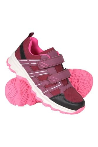 Image of Mountain Warehouse Cannonball Kids Walking Shoes – Lightweight & Soft Suede & Textile Sneakers with Ankle Support – for Spring Summer Travelling & Camping Berry Junior Shoe Size 4