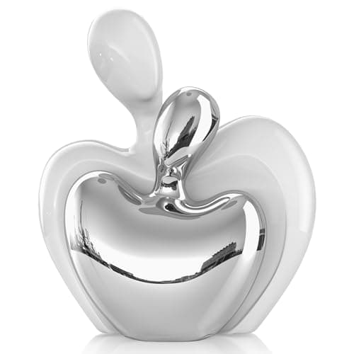 Image of White Silver Mini Hugging Couple Statue Ceramic Lover Figurine Home Decor is a Romantic Gift for Her on Wedding Anniversary and Valentines, TV Stand Decoration Knick Knacks for Shelves (White Silver)