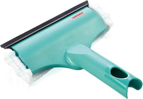 Image of Leifheit 3-in-1 Mini Window Cleaner with Microfibre Fleece, Window Squeegee and Frames, Squeegee with Compatible with Click-System Handle, 20 cm