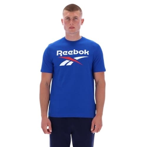 Image of Reebok Men's Bruno Big Logo Crew Neck SS Tee Shirt, Vector Blue, L
