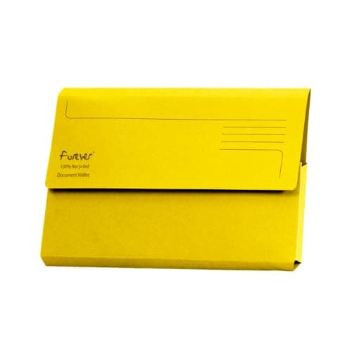Image of Exacompta Forever Document Wallets - Perfect for Storing Documents - Recycled 290 gsm Board - 34.5 x 24.5 cm in Size - A4/Foolscap - Yellow - Pack of 25.