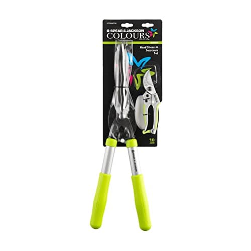 Image of Spear & Jackson CUTTINGSET10G Colours Green Bypass Secateur & Hand Shear Set