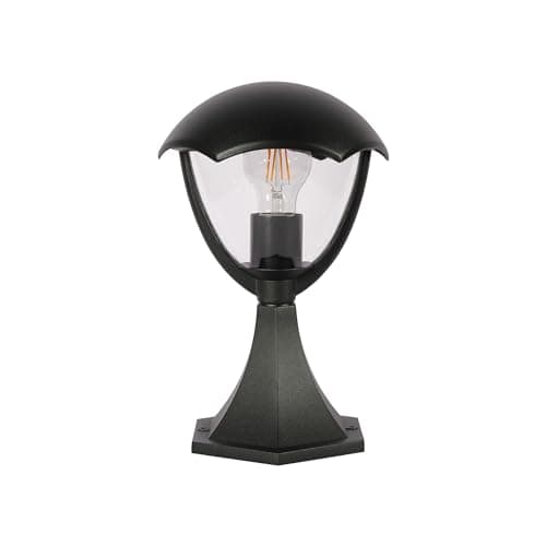 Image of TEKLED Gardens Megan Outdoor Pedestal Pillar Lantern Light | E27 Compatible Black Post Light | Weatherproof Assurance IP44 | for Garden Trails Driveways Pathways Patios | (Bulb not Included)