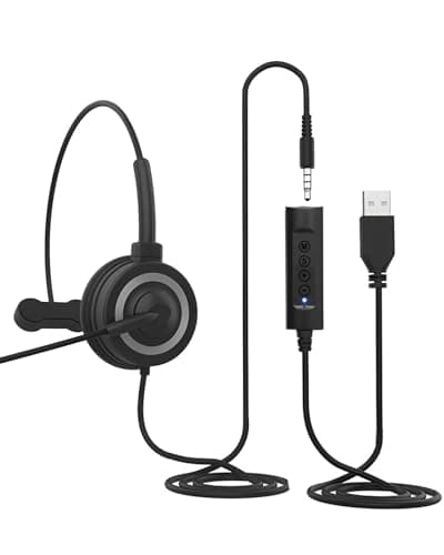 Image of 3.5mm to USB Headset Adapter Cable for PC Laptop, 1.5M Length Headphones Cable with In-Line Control and Mic On/Off Button, Plug and Play USB Audio Converter for Headphones, Gaming, Music, Conference