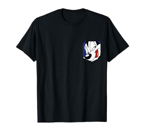 Image of Looney Tunes Pepe Le Pew Face Faux Pocket T-Shirt