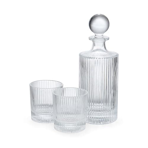 Image of BarCraft Whiskey Decanter Glass Set, Includes 750ml Whisky Decanter & 2 Whisky Glasses, Drinkware for Liquor, Whisky, Vodka or Wine, Drinkware Gift Set