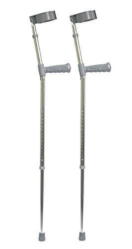 Image of Aidapt Bariatric Adjustable Height Aluminium Lightweight Walking Elbow Crutch with Anti Slip Ferrule Feet to Aid Stability and Confidence when Walking Aid Sold as a Pair