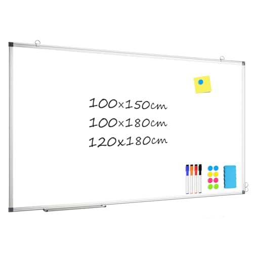 Image of QUEENLINK Double-Sided Magnetic Whiteboard 100×180cm, Large White Board for wall, School Office Home