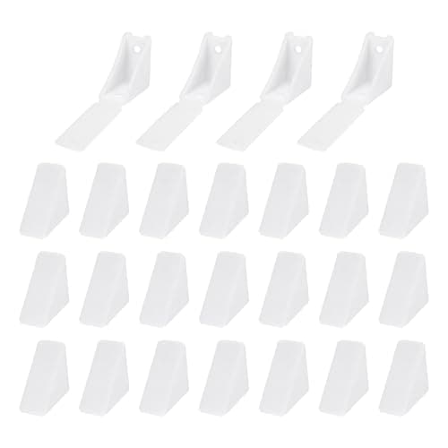 Image of sourcing map 50pcs Plastic Corner Braces 22 x 40 x 40mm L-Shape 90 Degree Right Angle Brackets Corner Braces with Cover & Screws for Furniture Support Chairs Wood Shelf Cabinets Box, White