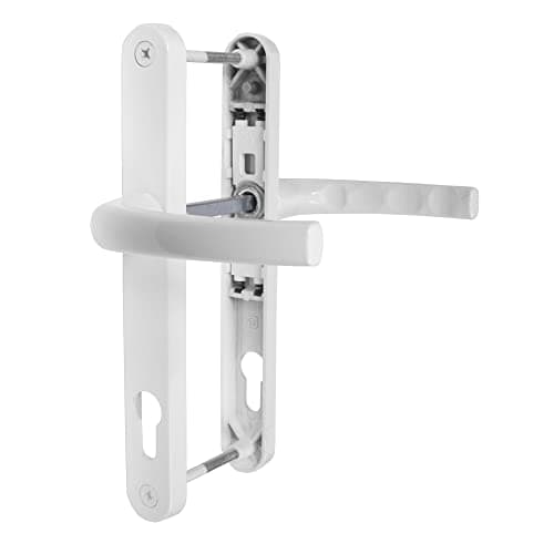 Image of JCP uPVC Door Handle Pair, 211mm Screw Centres, 92 mm PZ Sprung Set, 240mm x 30mm Backplate, White