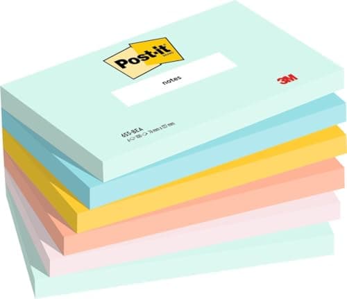 Image of Post-it Notes Beach Color Collection, Pack of 6 Pads, 100 Sheets per Pad,76 mm x 127 mm, Green, Yellow, Orange, Blue, Pink - Self-Stick Notes for Note Taking, to Do Lists & Reminders
