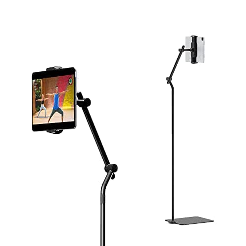 Image of Twelve South HoverBar Tower | Multi-Angle Universal Tablet & iPad Floor Stand Holder For Apple Fitness+, Peloton/Stationary Bikes, Exercise and More (Black)